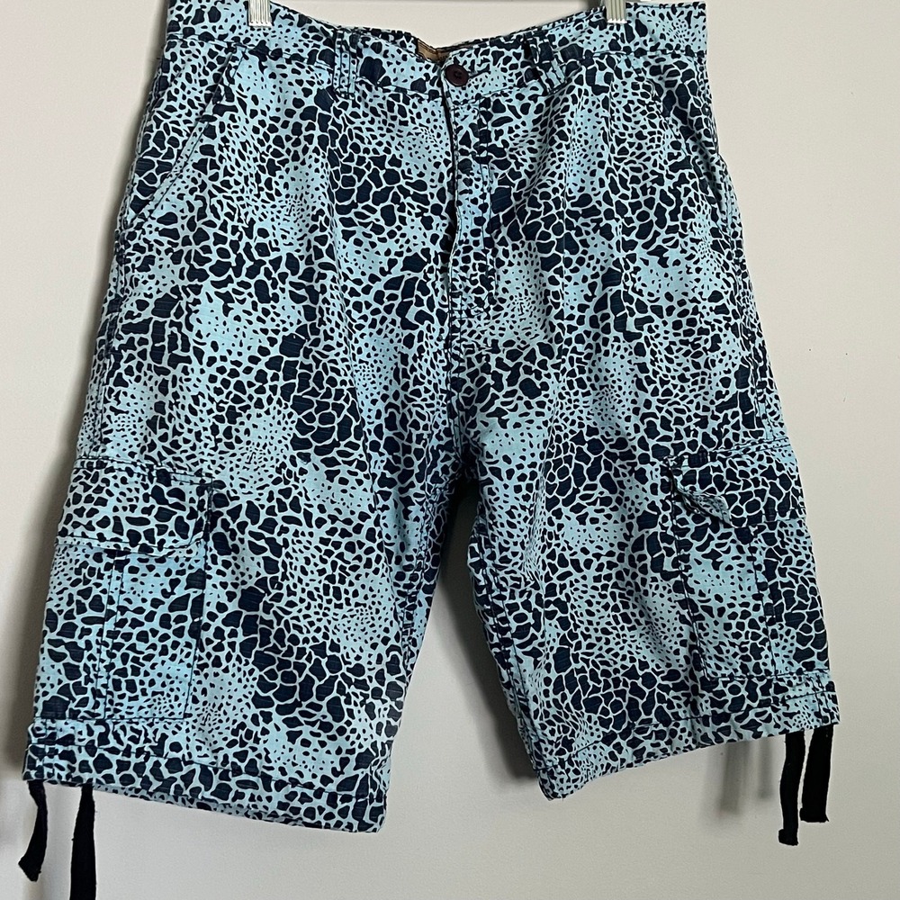 Oversized Y2K Men's Size 36 Baggy Cargo Shorts Utility Drawstring Hem Straps